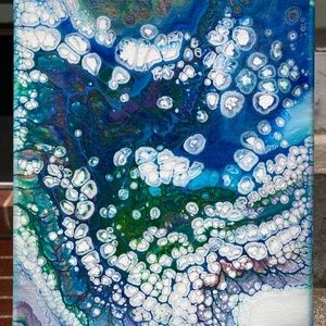 Algae Bloom III 8"x10" Painting by Color Fluent Art (Blue/Green/White)
